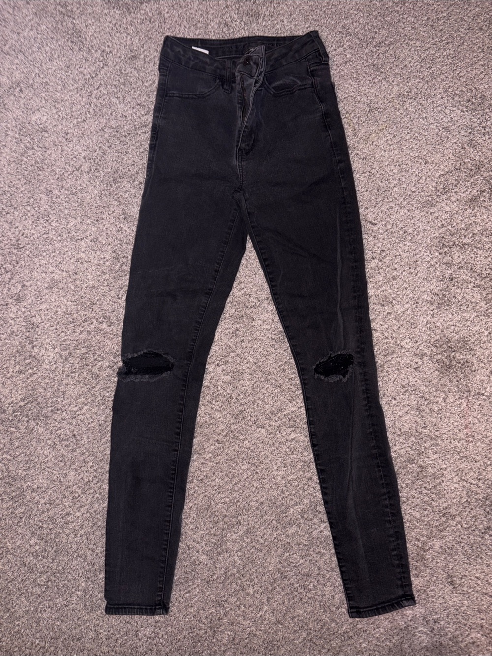 American Eagle Outfitters Black Skinny Ripped Jeans